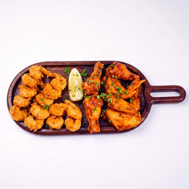 Wings and Shrimp.